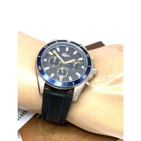 Lacoste Men's Watch 2011361 Quartz Chronograph Blue Dial Black Rubber Strap 43mm - Picture 5 of 13